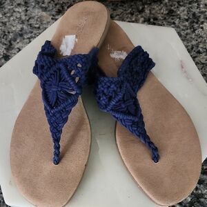 AEROSOLES Blue Woven Sandals Size 10
